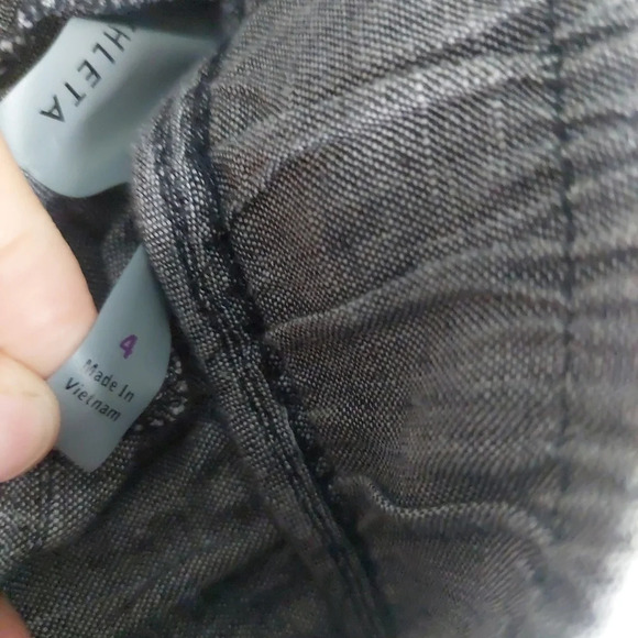 Athleta "Bali" Linen elastic Drawstring Chambray blue pants size 4 elastic waist - Picture 12 of 14